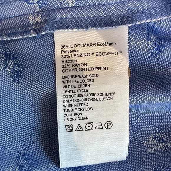 Tommy Bahama Shirt Mens XL Blue Island Zone Mojito Bay Palm Row Coolmax Jacquard - Picture 7 of 8